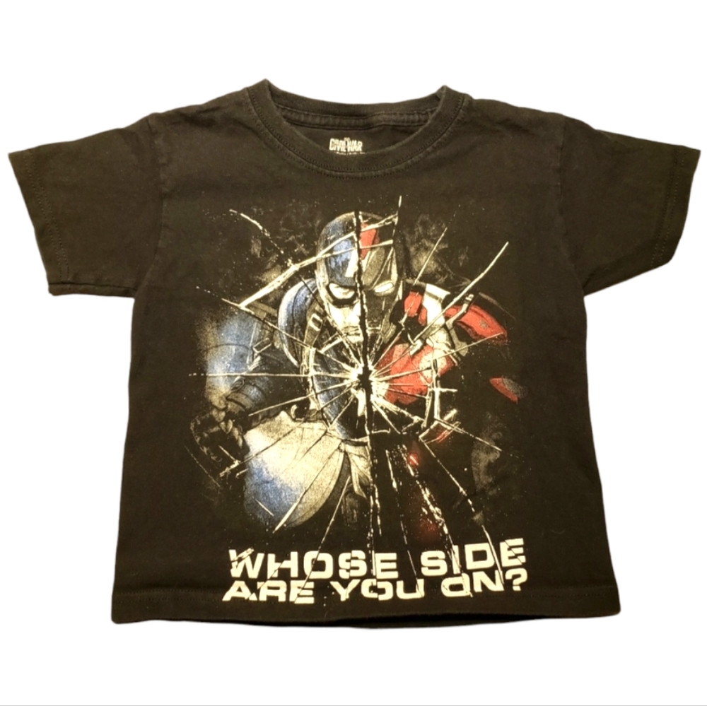 Boy's Marvel Civil War Captain America T-Shirt Sz XS